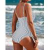 imageEkouaer Womens One Piece Swimsuit Ruched Tummy Control Bathing Suits Vintage Retro Push Up SwimwearVertical Stripes