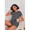 imageEkouaer Womens Pajama Sets Short Sleeve Pajamas for Women Sets Soft Lounge Sets Casual V Neck Sleepwear PJSBlack and White Stripes