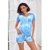 imageEkouaer Womens Pajama Sets Short Sleeve Pajamas for Women Sets Soft Lounge Sets Casual V Neck Sleepwear PJSBlue Tie Dye