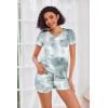 imageEkouaer Womens Pajama Sets Short Sleeve Pajamas for Women Sets Soft Lounge Sets Casual V Neck Sleepwear PJSGreytie Dye