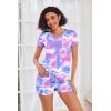 imageEkouaer Womens Pajama Sets Short Sleeve Pajamas for Women Sets Soft Lounge Sets Casual V Neck Sleepwear PJSPink Tie Dye