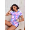 imageEkouaer Womens Pajama Sets Short Sleeve Pajamas for Women Sets Soft Lounge Sets Casual V Neck Sleepwear PJSPink Tie Dye