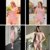 imageEkouaer Womens Pajama Sets Short Sleeve Pajamas for Women Sets Soft Lounge Sets Casual V Neck Sleepwear PJSPink and White Stripes