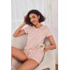 imageEkouaer Womens Pajama Sets Short Sleeve Pajamas for Women Sets Soft Lounge Sets Casual V Neck Sleepwear PJSPink and White Stripes