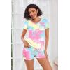 imageEkouaer Womens Pajama Sets Short Sleeve Pajamas for Women Sets Soft Lounge Sets Casual V Neck Sleepwear PJSYellow Tie Dye