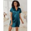 imageEkouaer Womens Satin Nightgown Soft Short Sleeve Sleepshirts Button Down Silky Sleepwear V Neck LoungewearBlue