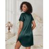imageEkouaer Womens Satin Nightgown Soft Short Sleeve Sleepshirts Button Down Silky Sleepwear V Neck LoungewearGreen