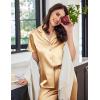 imageEkouaer Womens Satin Pajamas Silk Capri Pjs 2 Piece Lounge Sets Short Sleeve Button Down SleepwearLight Camel Color