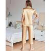 imageEkouaer Womens Satin Pajamas Silk Capri Pjs 2 Piece Lounge Sets Short Sleeve Button Down SleepwearLight Camel Color