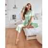 imageEkouaer Womens Satin Pajamas Silk Capri Pjs 2 Piece Lounge Sets Short Sleeve Button Down SleepwearLight Green