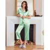 imageEkouaer Womens Satin Pajamas Silk Capri Pjs 2 Piece Lounge Sets Short Sleeve Button Down SleepwearLight Green