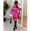 imageEkouaer Womens Satin Robe Short Bridesmaid Bride Feather Bridal Robe Kimono Silky Long Sleeve Bathrobe SXXLHot Pink