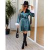 imageEkouaer Womens Satin Robe Short Bridesmaid Bride Feather Bridal Robe Kimono Silky Long Sleeve Bathrobe SXXLLake Green