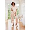 imageEkouaer Womens Satin Silky Pajama Set Short Sleeve Shirt with Long Pajama Pant Set Soft PJ LoungewearChampagne Striped