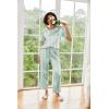 imageEkouaer Womens Satin Silky Pajama Set Short Sleeve Shirt with Long Pajama Pant Set Soft PJ LoungewearGreen Striped