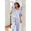 imageEkouaer Womens Satin Silky Pajama Set Short Sleeve Shirt with Long Pajama Pant Set Soft PJ LoungewearLilac Striped