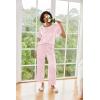 imageEkouaer Womens Satin Silky Pajama Set Short Sleeve Shirt with Long Pajama Pant Set Soft PJ LoungewearPink Leopard