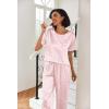 imageEkouaer Womens Satin Silky Pajama Set Short Sleeve Shirt with Long Pajama Pant Set Soft PJ LoungewearPink Leopard