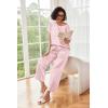 imageEkouaer Womens Satin Silky Pajama Set Short Sleeve Shirt with Long Pajama Pant Set Soft PJ LoungewearPink Leopard