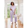 imageEkouaer Womens Satin Silky Pajama Set Short Sleeve Shirt with Long Pajama Pant Set Soft PJ LoungewearPurple Striped