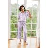 imageEkouaer Womens Satin Silky Pajama Set Short Sleeve Shirt with Long Pajama Pant Set Soft PJ LoungewearPurple Striped