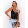 imageEkouaer Womens Satin Tank Tops 2 Pack Silky Camisole V Neck Spaghetti Strap Blouses Sleeveless Cami ShirtBlack