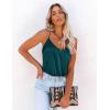 imageEkouaer Womens Satin Tank Tops 2 Pack Silky Camisole V Neck Spaghetti Strap Blouses Sleeveless Cami ShirtDeep Green