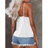 imageEkouaer Womens Satin Tank Tops 2 Pack Silky Camisole V Neck Spaghetti Strap Blouses Sleeveless Cami ShirtWhite