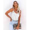 imageEkouaer Womens Satin Tank Tops 2 Pack Silky Camisole V Neck Spaghetti Strap Blouses Sleeveless Cami ShirtWhite