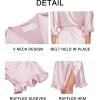 imageEkouaer Womens Silk Ruffle Robe Short Satin Kimono Robe Half Sleeve Bathrobe Bridesmaid Wedding Party Dressing GownGold