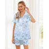 imageEkouaer Womens Silk Satin Pajama Sets Soft Short Sleeve Button Down Sleepwear Top and Shorts 2 Piece Pjs Lounge Set SXXLFloral Light Blue