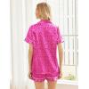 imageEkouaer Womens Silk Satin Pajama Sets Soft Short Sleeve Button Down Sleepwear Top and Shorts 2 Piece Pjs Lounge Set SXXLLeopard Hot Pink