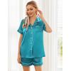 imageEkouaer Womens Silk Satin Pajama Sets Soft Short Sleeve Button Down Sleepwear Top and Shorts 2 Piece Pjs Lounge Set SXXLPeacock Blue