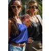 imageEkouaer Womens Silk Satin Tank Tops V Neck Camisole Spaghetti Strap Top Summer Basic BlouseBlackNavy Blue
