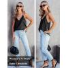 imageEkouaer Womens Silk Satin Tank Tops V Neck Camisole Spaghetti Strap Top Summer Basic BlouseBlackWhite
