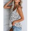 imageEkouaer Womens Silk Satin Tank Tops V Neck Camisole Spaghetti Strap Top Summer Basic BlouseWhite Leopard