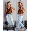 imageEkouaer Womens Silk Satin Tank Tops V Neck Camisole Spaghetti Strap Top Summer Basic BlouseWhiteBrown