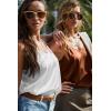 imageEkouaer Womens Silk Satin Tank Tops V Neck Camisole Spaghetti Strap Top Summer Basic BlouseWhiteBrown