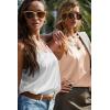 imageEkouaer Womens Silk Satin Tank Tops V Neck Camisole Spaghetti Strap Top Summer Basic BlouseWhiteChampagne