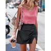 imageEkouaer Womens Silk Satin Tank Tops V Neck Casual Cami Sleeveless Camisole Blouses Summer Basic Tank ShirtPink