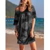 imageEkouaer Womens Tshirt Nightgown Cotton V Neck Sleepshirts Comfy Casual Nightshirt for WomenBlack White Flower