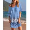 imageEkouaer Womens Tshirt Nightgown Cotton V Neck Sleepshirts Comfy Casual Nightshirt for WomenBlue Boho