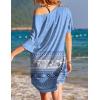 imageEkouaer Womens Tshirt Nightgown Cotton V Neck Sleepshirts Comfy Casual Nightshirt for WomenBlue Boho
