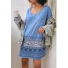 imageEkouaer Womens Tshirt Nightgown Cotton V Neck Sleepshirts Comfy Casual Nightshirt for WomenBlue Boho