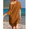 imageEkouaer Womens Tshirt Nightgown Cotton V Neck Sleepshirts Comfy Casual Nightshirt for WomenCaramel
