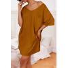 imageEkouaer Womens Tshirt Nightgown Cotton V Neck Sleepshirts Comfy Casual Nightshirt for WomenCaramel