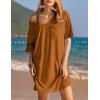 imageEkouaer Womens Tshirt Nightgown Cotton V Neck Sleepshirts Comfy Casual Nightshirt for WomenCaramel