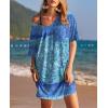 imageEkouaer Womens Tshirt Nightgown Cotton V Neck Sleepshirts Comfy Casual Nightshirt for WomenCashew Blue