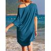 imageEkouaer Womens Tshirt Nightgown Cotton V Neck Sleepshirts Comfy Casual Nightshirt for WomenDark Blue