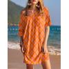 imageEkouaer Womens Tshirt Nightgown Cotton V Neck Sleepshirts Comfy Casual Nightshirt for WomenGeometry